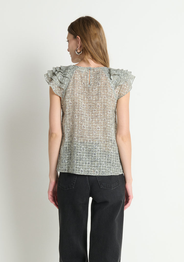 SARINA RUFFLE SLEEVE TOP (GARDEN FLORAL) - NATION