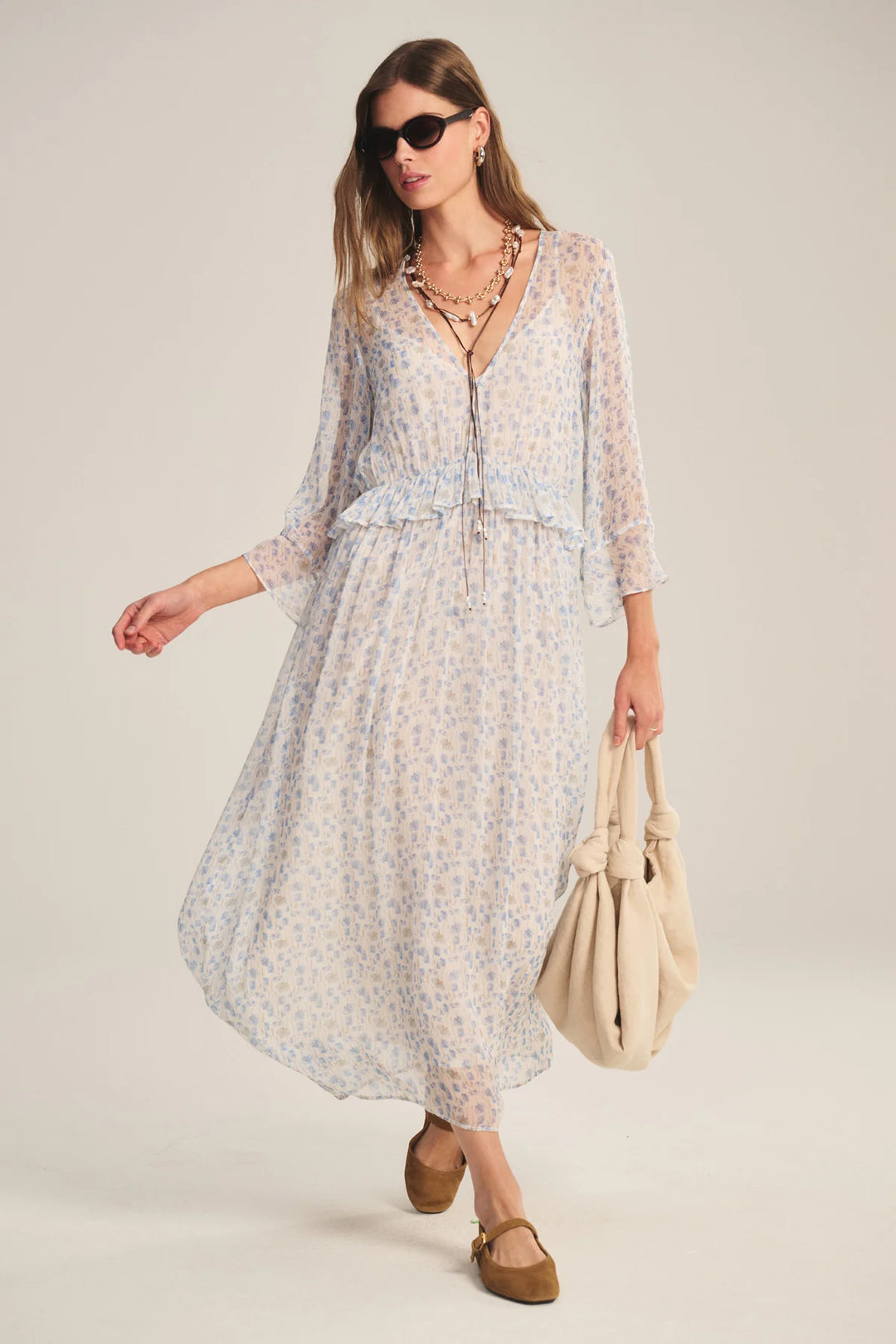 AERIN BLUEBELL DRESS (BLUE FLORAL) - VELVET