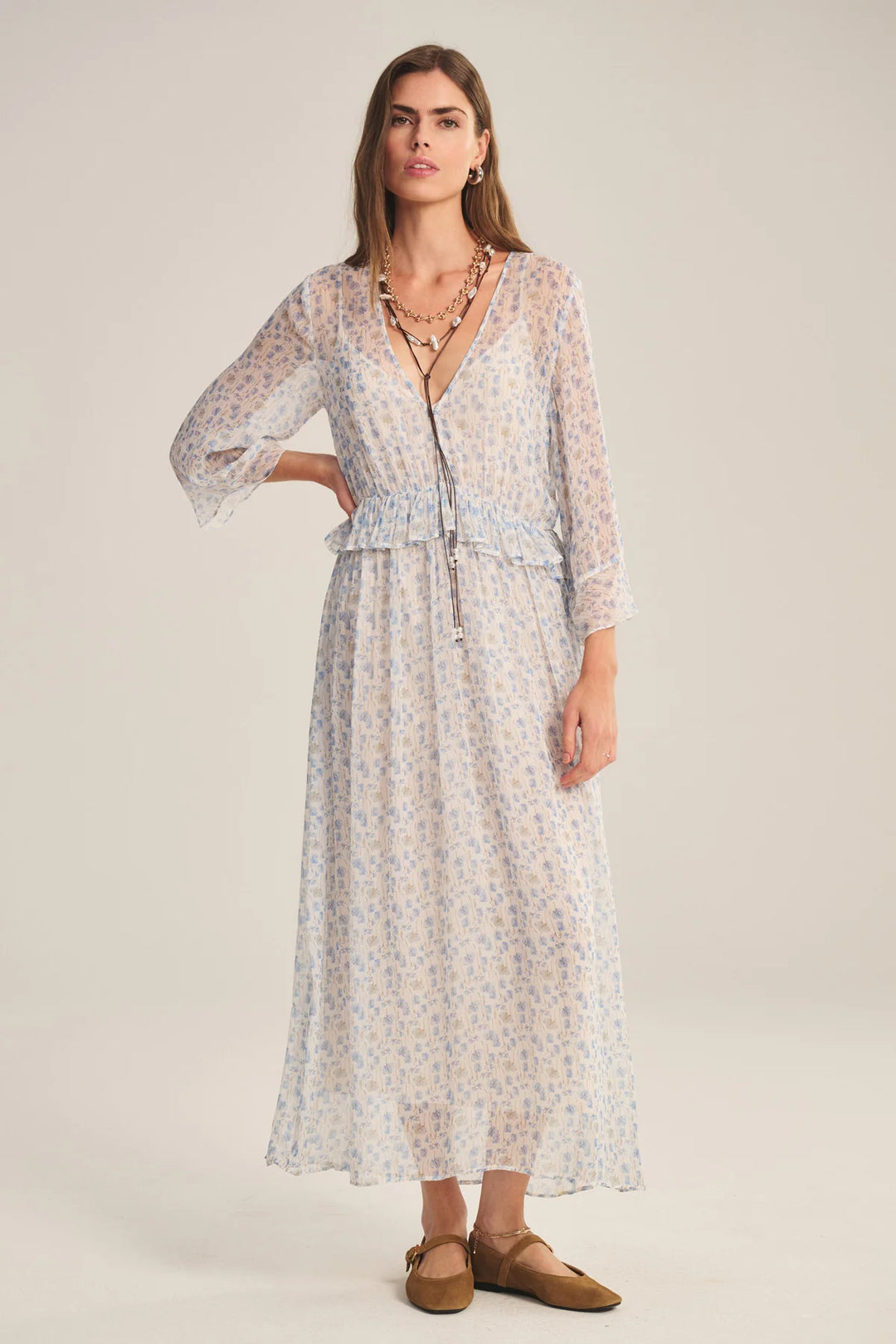 AERIN BLUEBELL DRESS (BLUE FLORAL) - VELVET