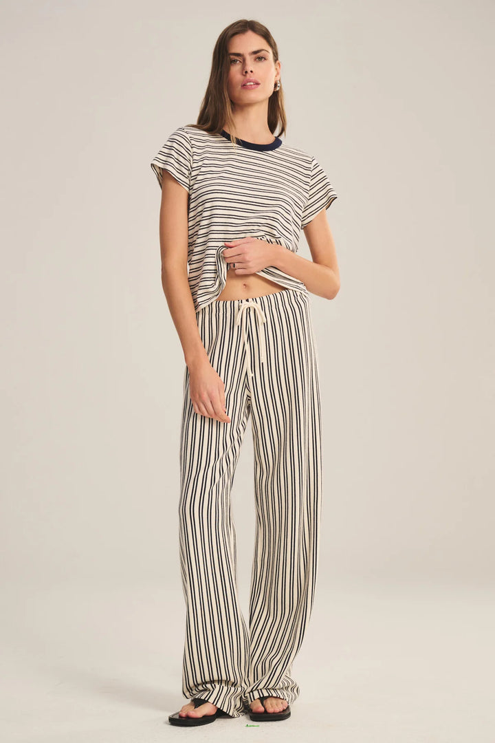 AMELISE VINTAGE STRIPE TERRY PANT (NATURAL/NAVY) - VELVET