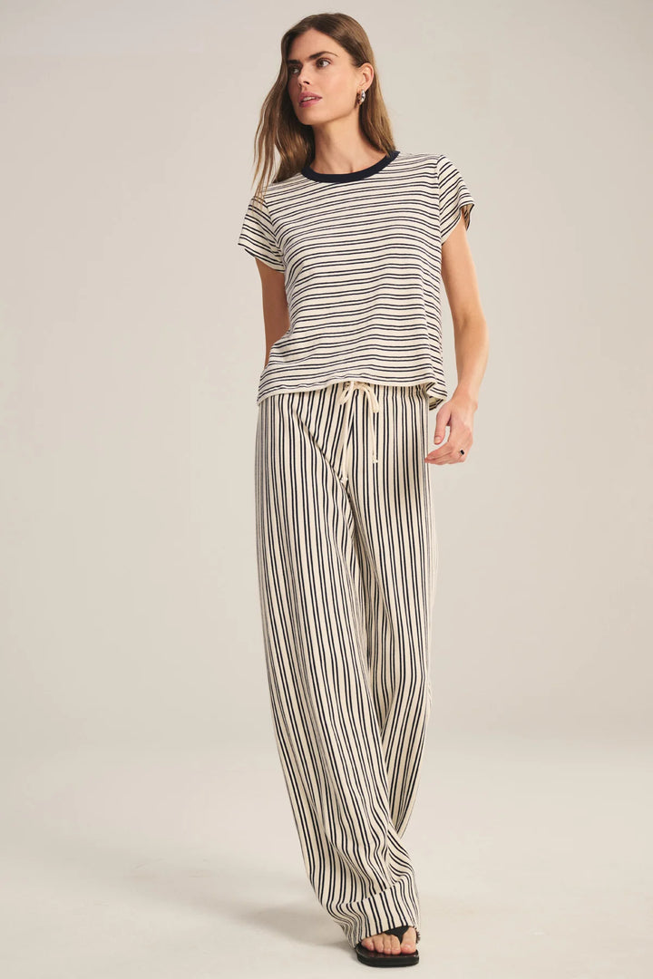 AMELISE VINTAGE STRIPE TERRY PANT (NATURAL/NAVY) - VELVET