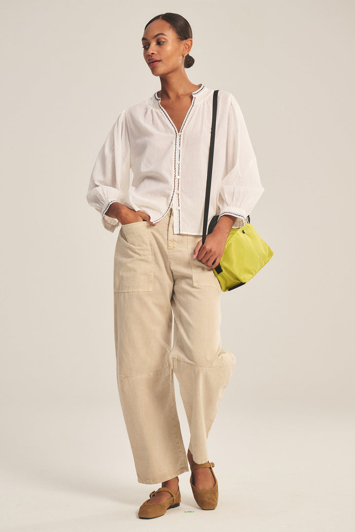 ARIANA EMBROIDERED VOILE TOP (CREAM) - VELVET