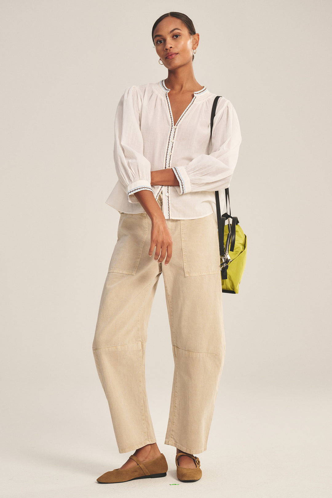 ARIANA EMBROIDERED VOILE TOP (CREAM) - VELVET