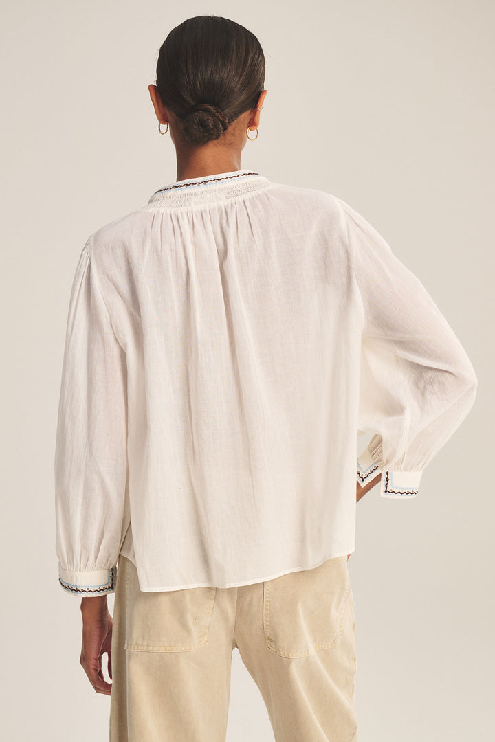 ARIANA EMBROIDERED VOILE TOP (CREAM) - VELVET