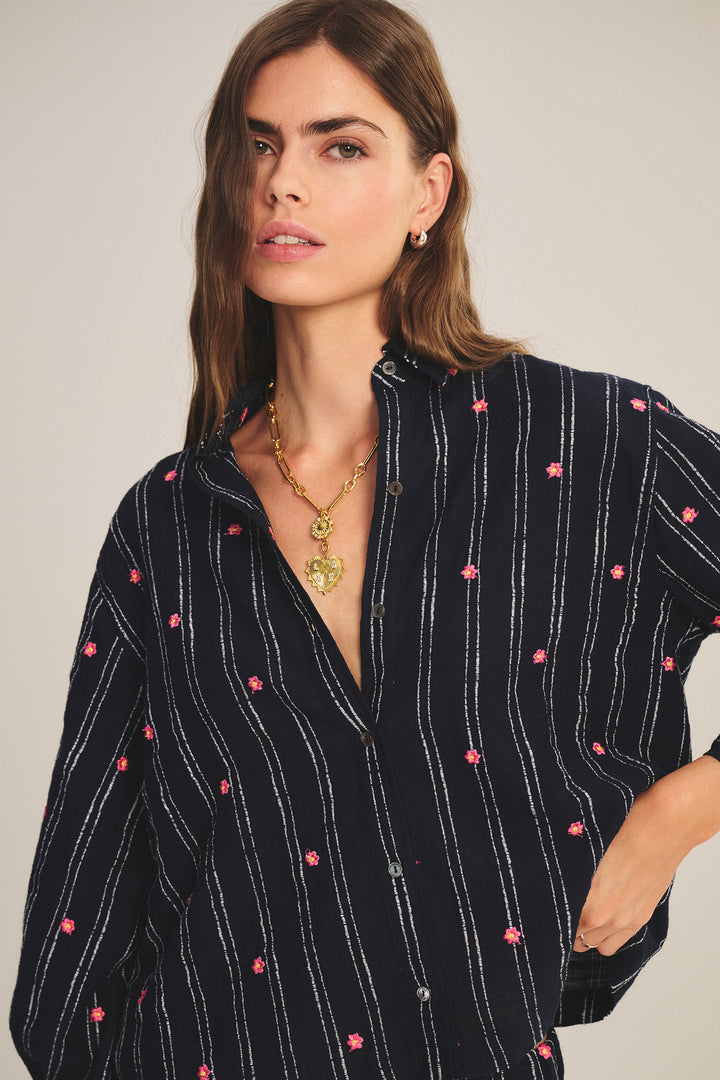 ASTREN FLOWER EMBROIDERY TOP - VELVET
