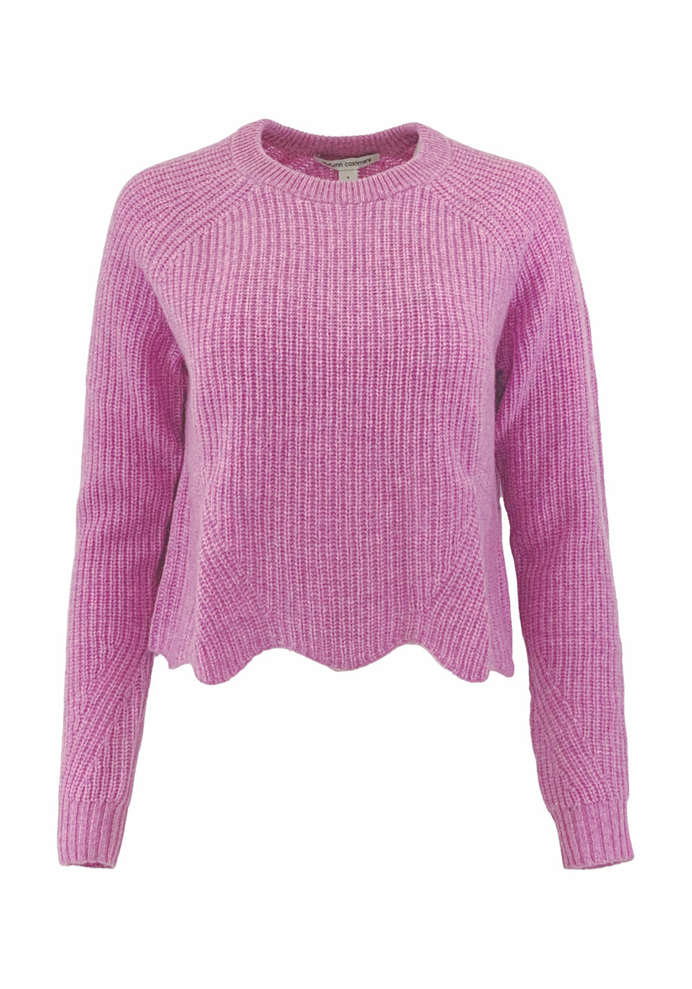 CASHMERE SCALLOPED SHAKER SWEATER (BERRY FROST) - AUTUMN CASHMERE