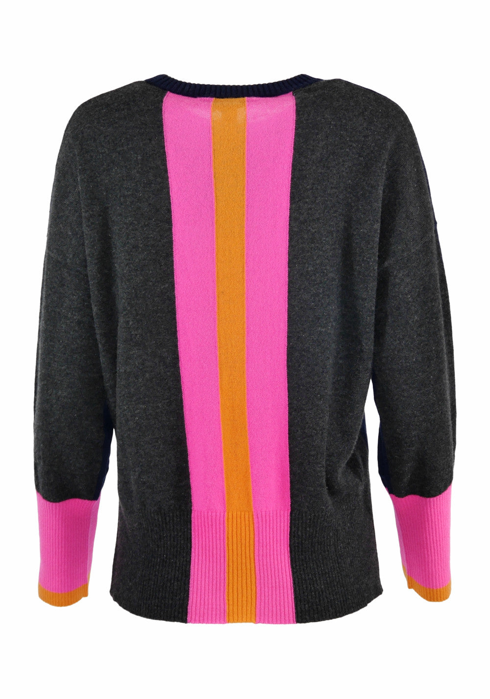 COLOUR BLOCK RELAXED CREW WITH RACING STRIPE - AUTUMN CASHMERE