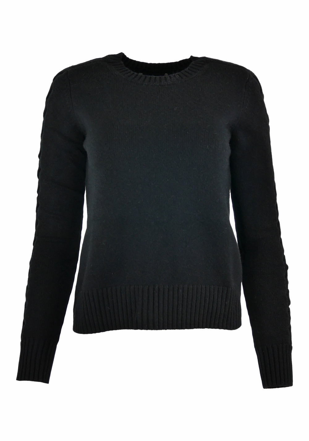 CREWNECK SWEATER WITH OPEN CABLE SLEEVES - AUTUMN CASHMERE