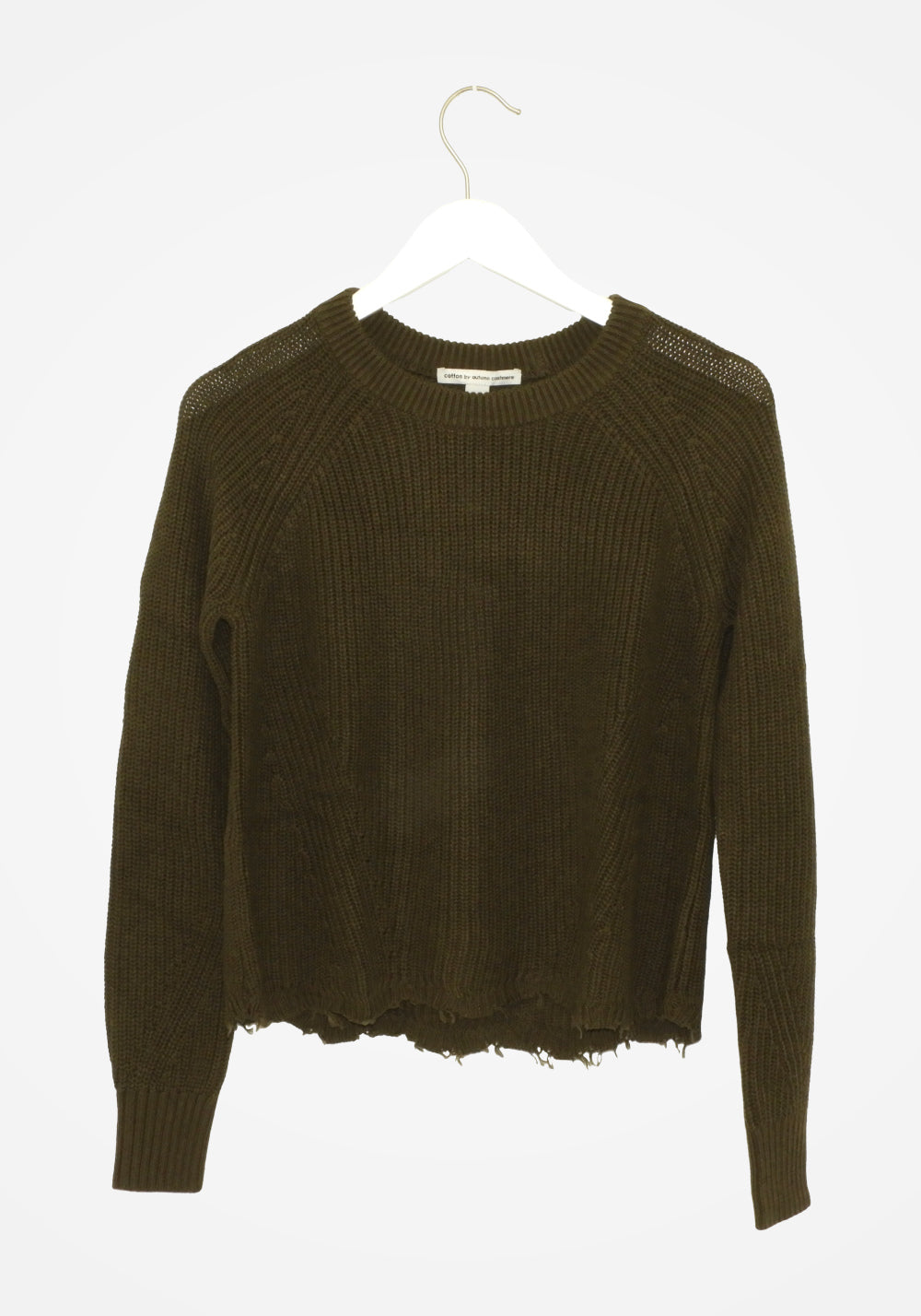 DISTRESSED SCALLOPED SWEATER (CAMO) - AUTUMN CASHMERE
