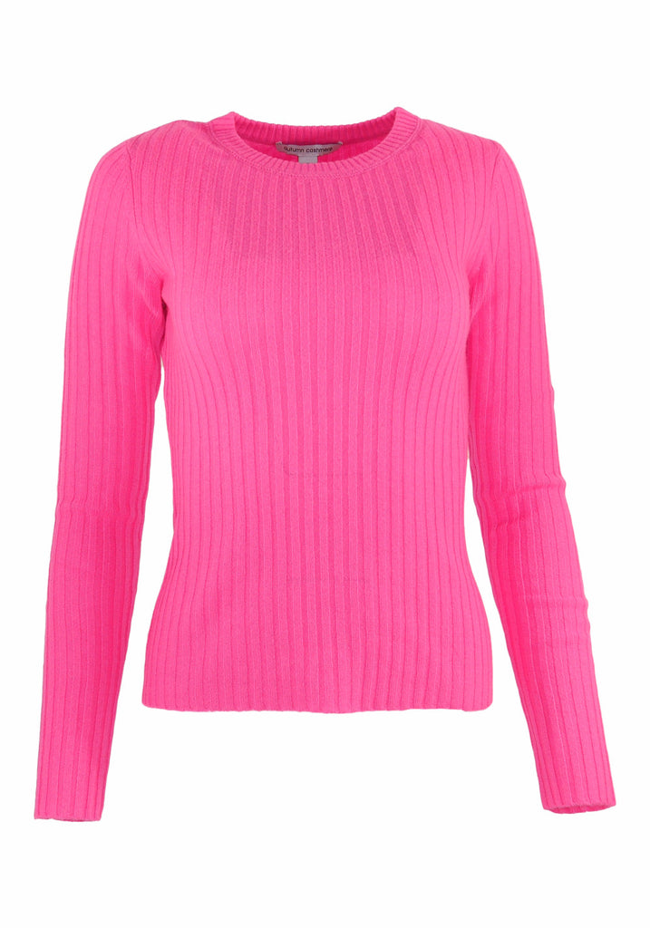 RIBBED CASHMERE CREW (ATOMIC PINK) - AUTUMN CASHMERE