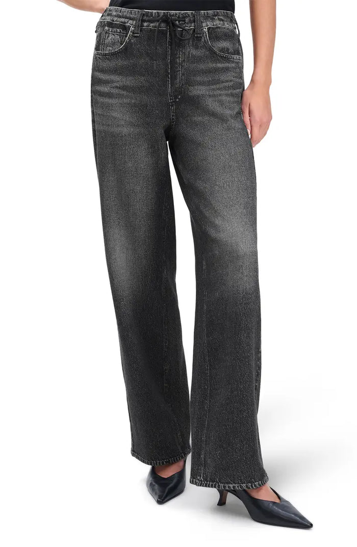 MIRAMAR TERRY DRAWCORD WIDE LEG PANT (WASHED BLACK) - RAG & BONE