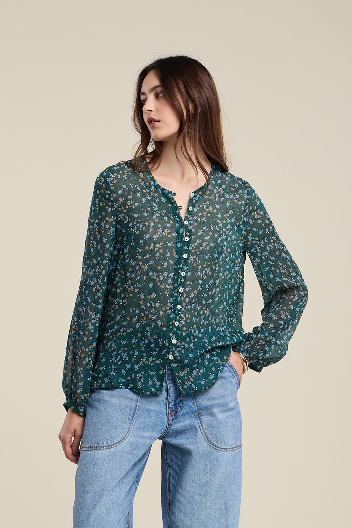 AISHA FLORAL PRINT TOP (BLUEGRASS) - VELVET