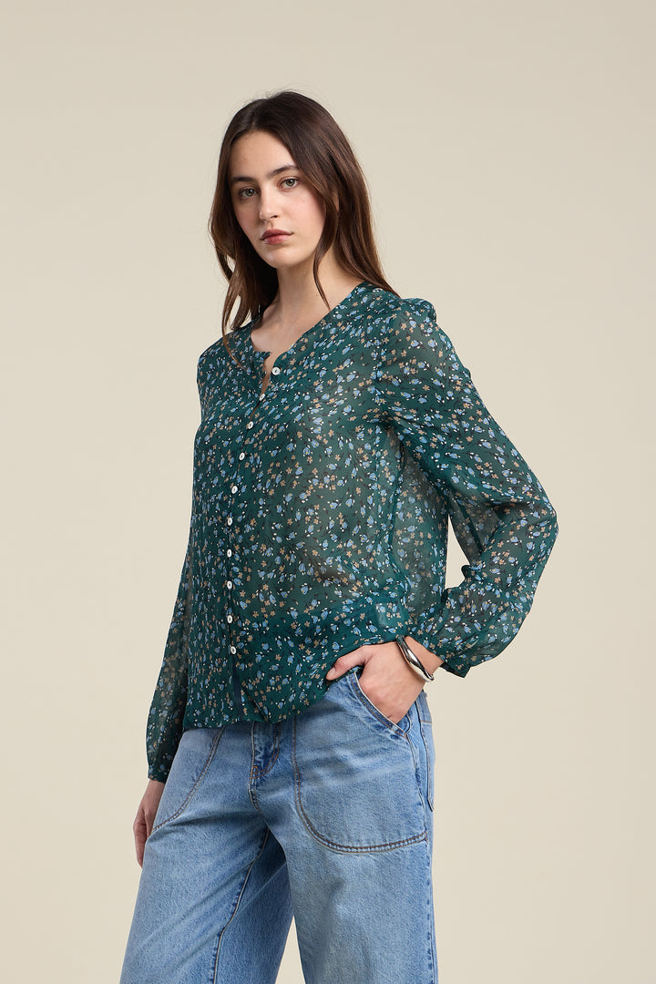 AISHA FLORAL PRINT TOP (BLUEGRASS) - VELVET