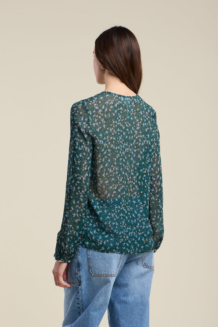 AISHA FLORAL PRINT TOP (BLUEGRASS) - VELVET