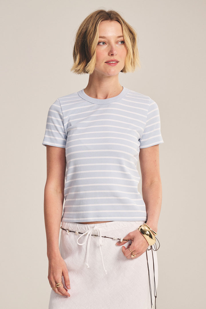BRENDA STRIPE RIB TOP (ICE) - VELVET