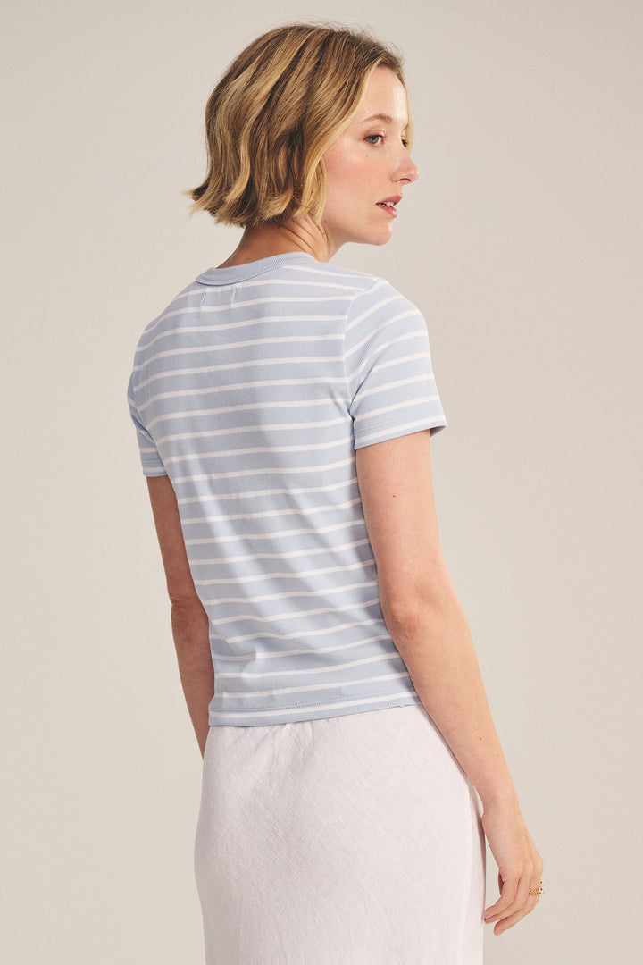 BRENDA STRIPE RIB TOP (ICE) - VELVET