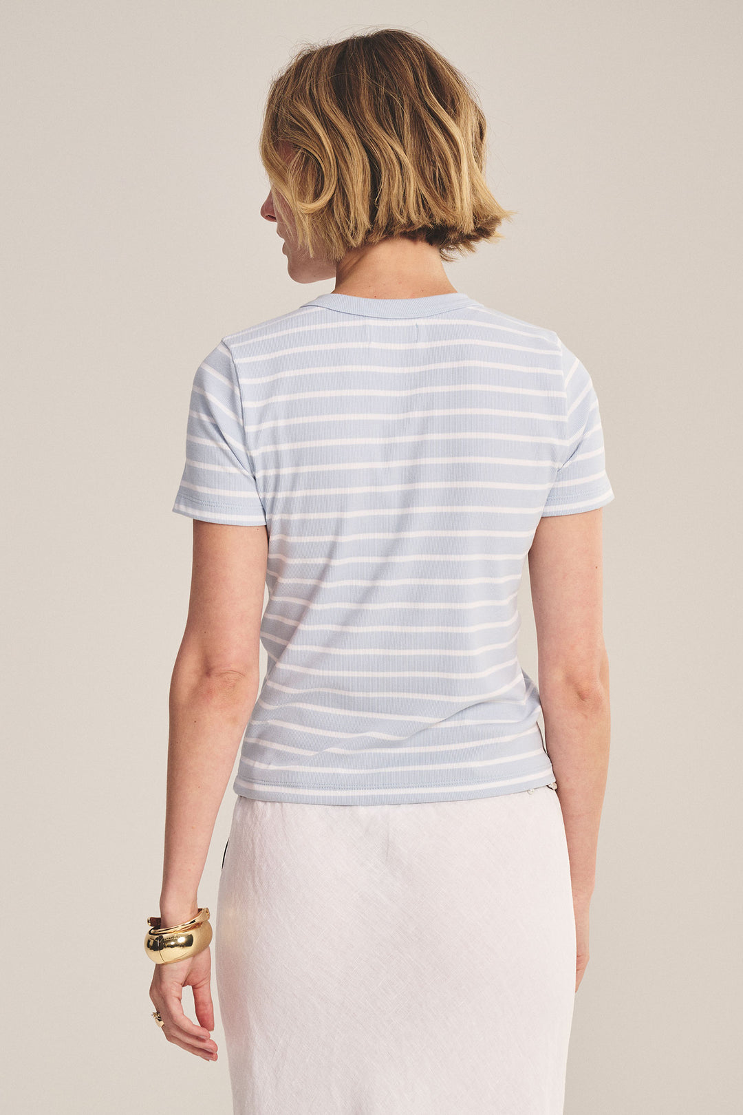 BRENDA STRIPE RIB TOP (ICE) - VELVET