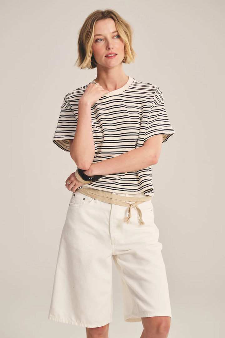BRISSA VINTAGE STRIPE TERRY TOP (NATURAL/NAVY) - VELVET