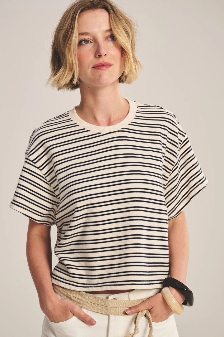 BRISSA VINTAGE STRIPE TERRY TOP (NATURAL/NAVY) - VELVET
