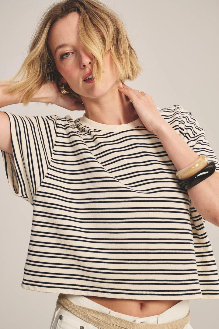 BRISSA VINTAGE STRIPE TERRY TOP (NATURAL/NAVY) - VELVET