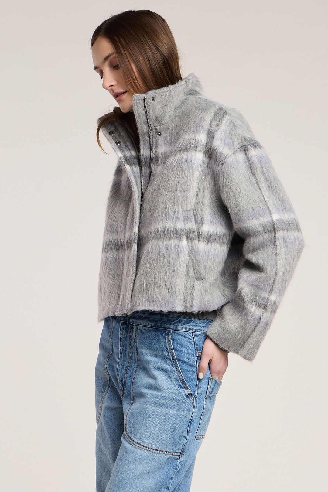 HAVEN BRUSHED PLAID JACKET (MULTI) - VELVET