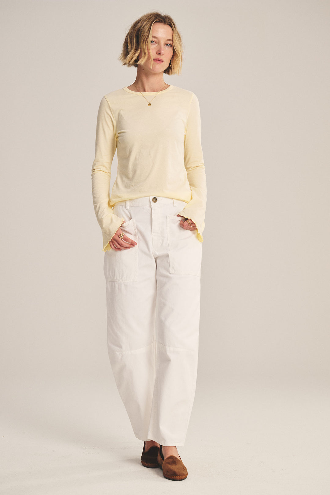 BRYLIE SANDED TWILL PANT (SLEET) - VELVET