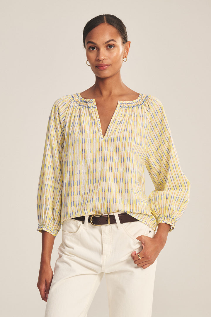 CAMPBELL PRINTED STRIPE TOP (BUTTERCUP) - VELVET