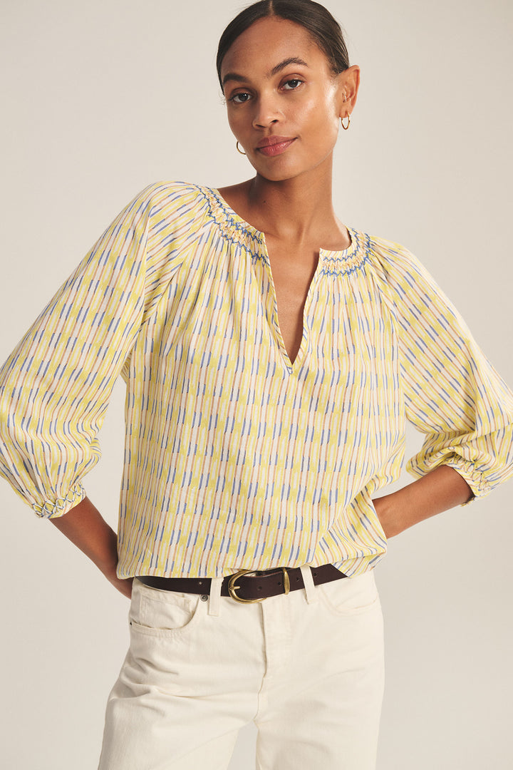 CAMPBELL PRINTED STRIPE TOP (BUTTERCUP) - VELVET
