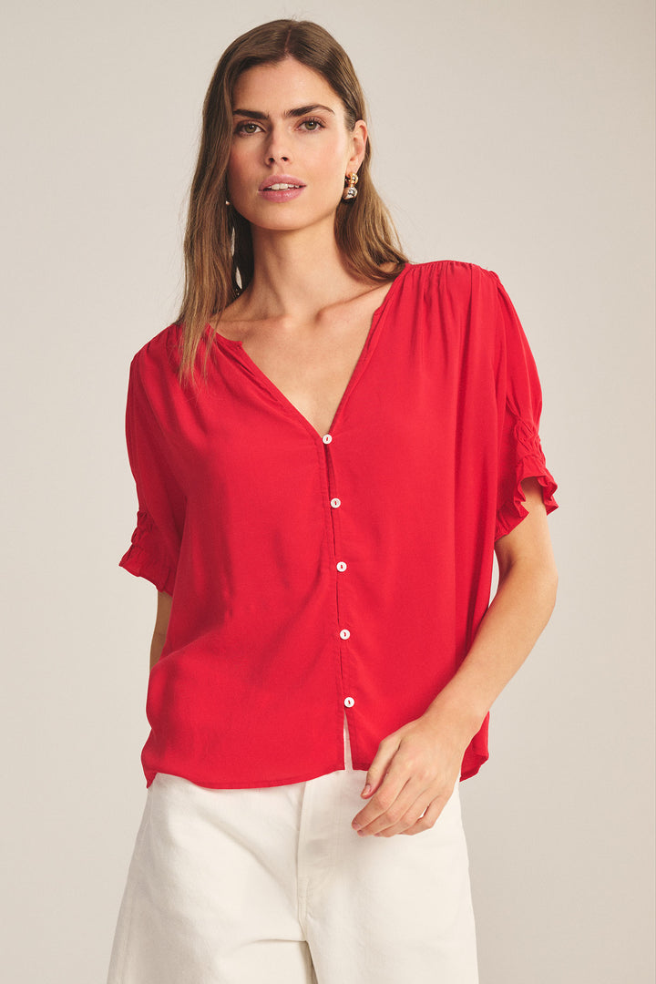 CARMELLA RAYON CHALLIS TOP (LIPGLOSS) - VELVET