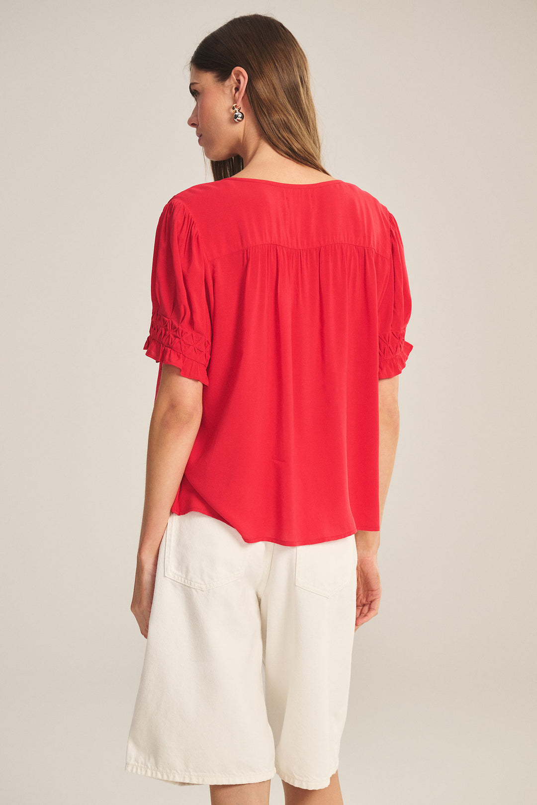 CARMELLA RAYON CHALLIS TOP (LIPGLOSS) - VELVET