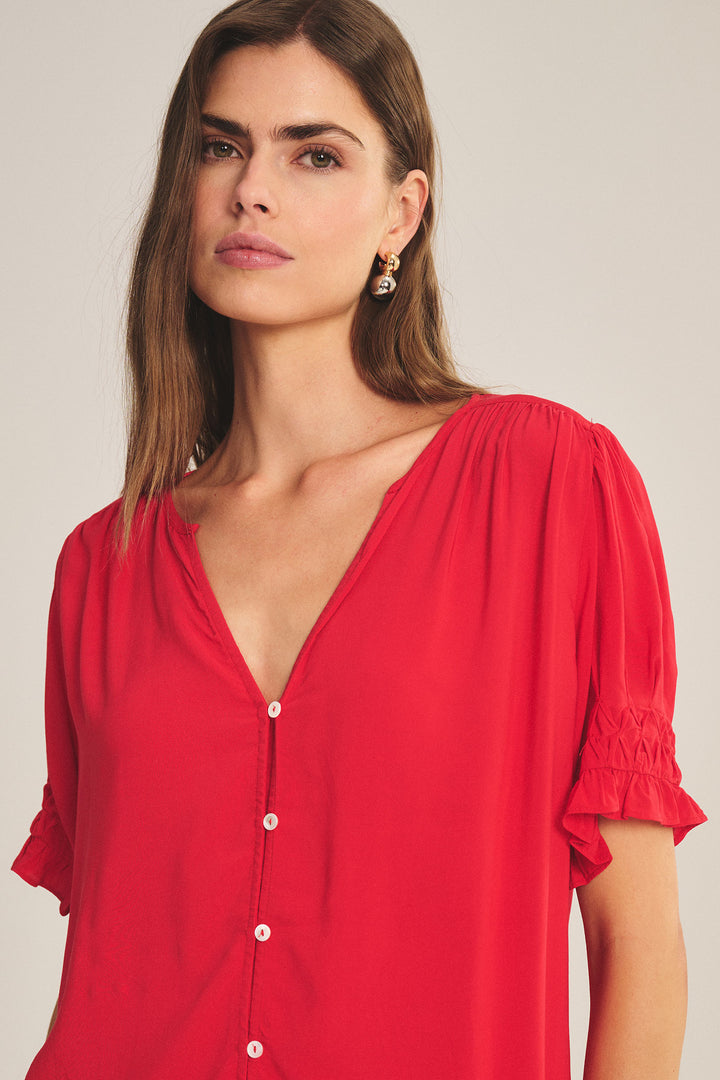 CARMELLA RAYON CHALLIS TOP (LIPGLOSS) - VELVET