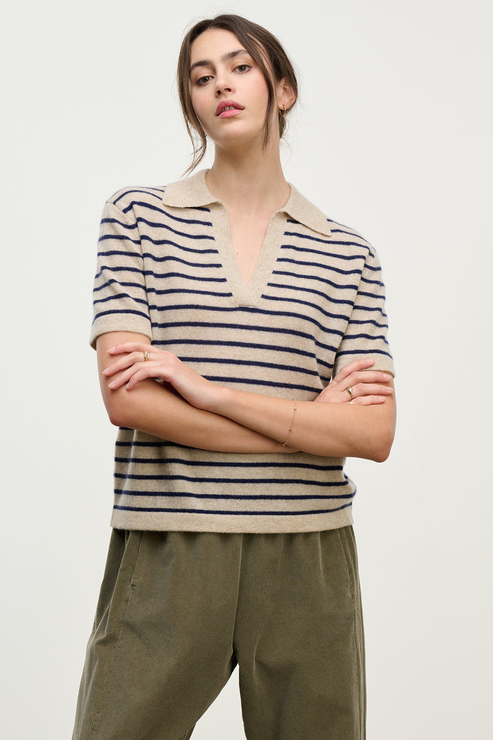 YAEL STRIPED CASHMERE SWEATER - VELVET
