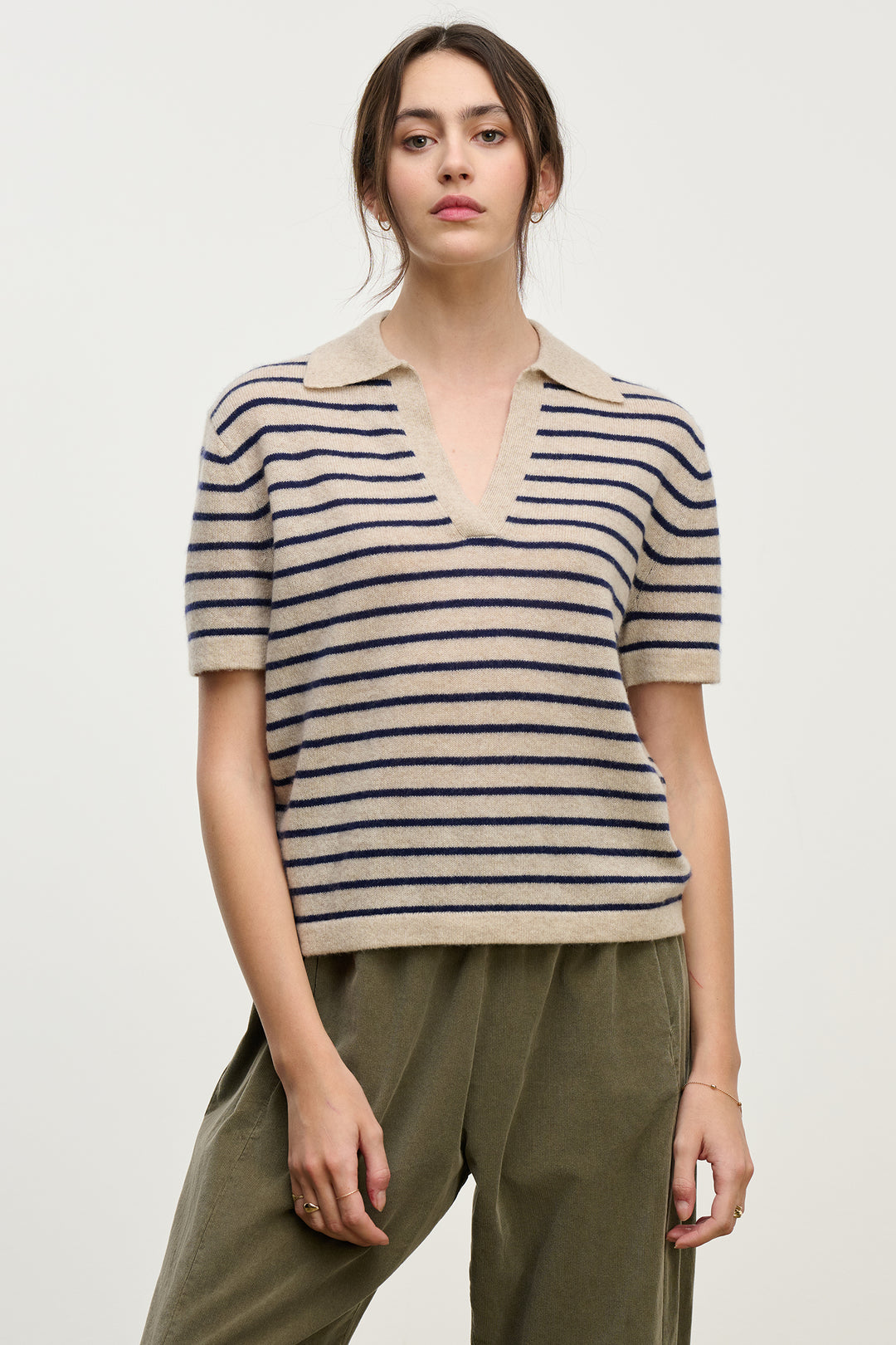 YAEL STRIPED CASHMERE SWEATER - VELVET