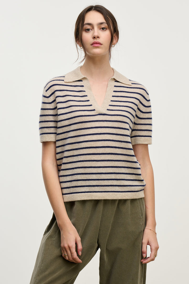 YAEL STRIPED CASHMERE SWEATER - VELVET