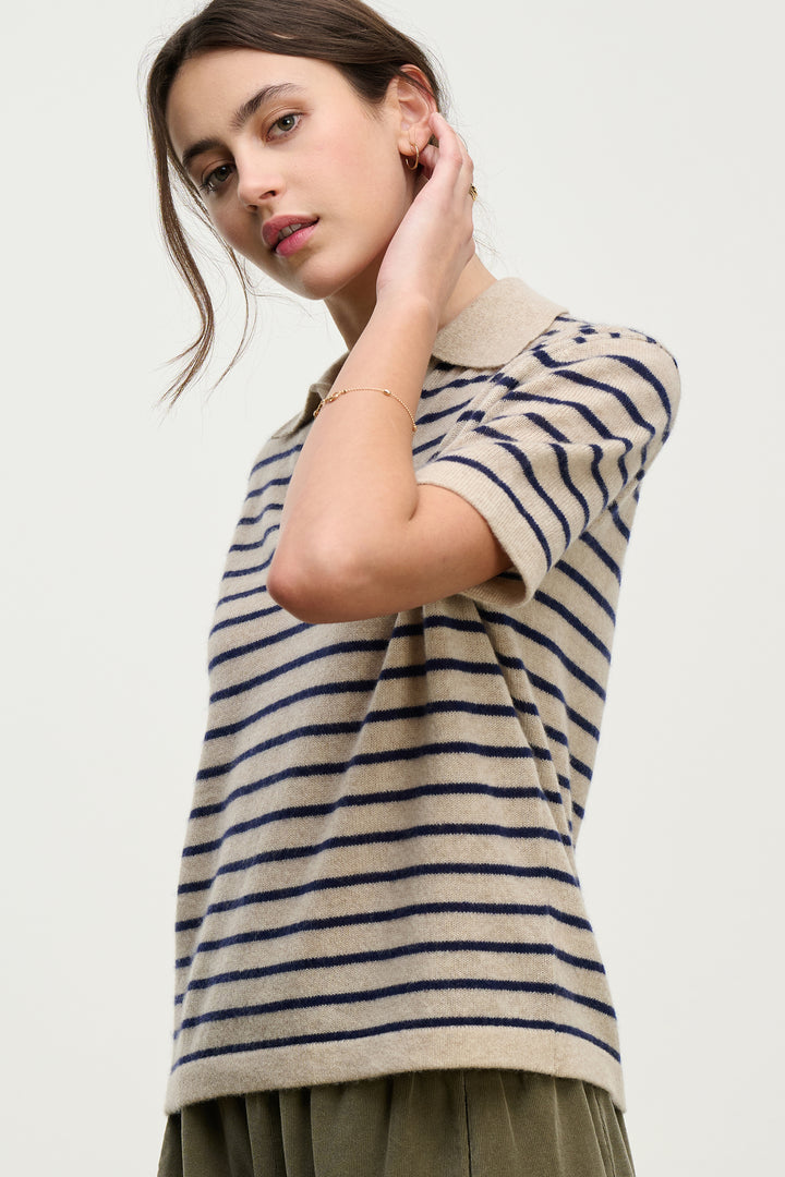 YAEL STRIPED CASHMERE SWEATER - VELVET
