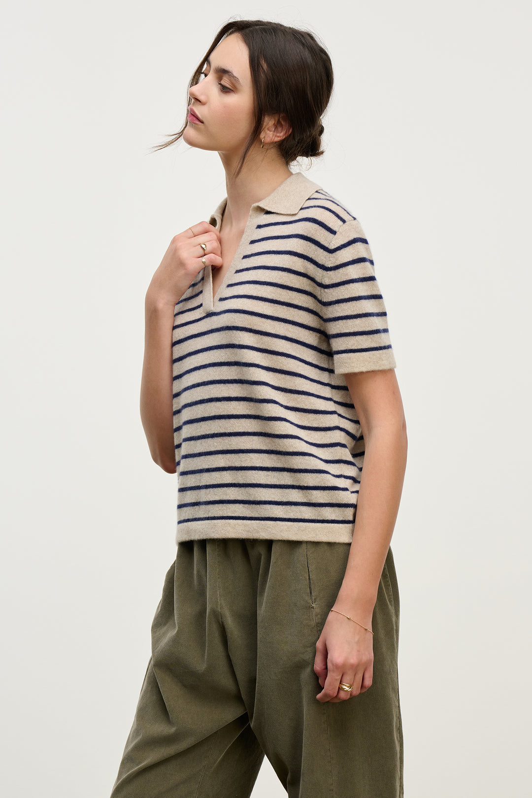 YAEL STRIPED CASHMERE SWEATER - VELVET