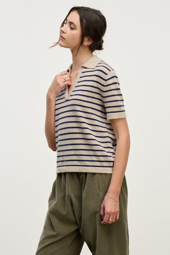 YAEL STRIPED CASHMERE SWEATER - VELVET
