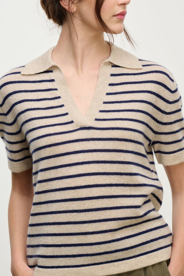 YAEL STRIPED CASHMERE SWEATER - VELVET