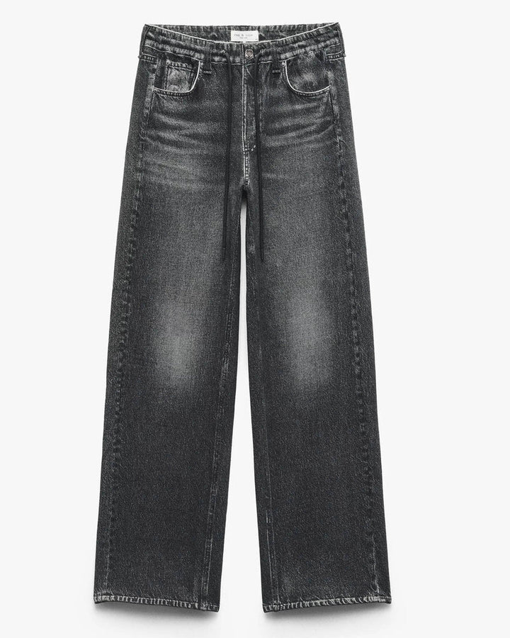 MIRAMAR TERRY DRAWCORD WIDE LEG PANT (WASHED BLACK) - RAG & BONE