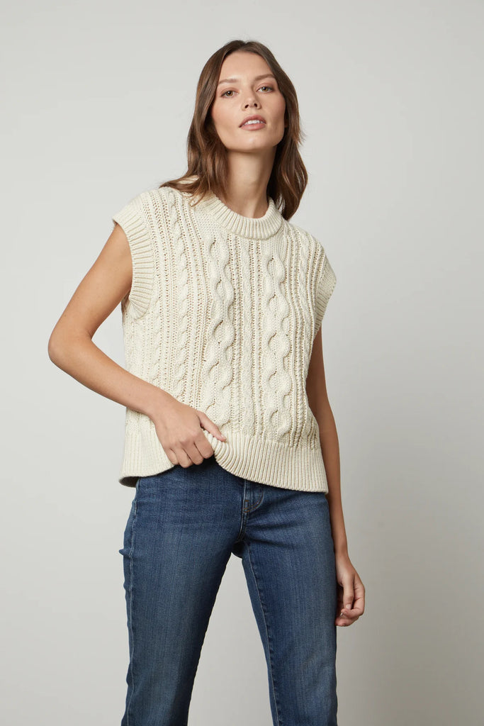 HADDEN PIMA COTTON VEST (FLAX) - VELVET