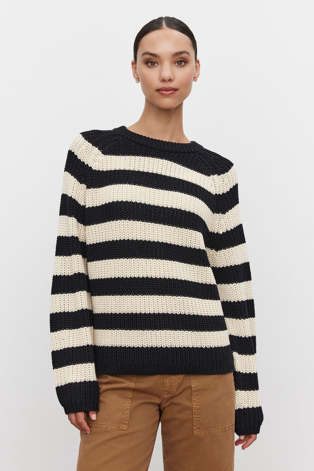 OLLIE CHUNKY STRIPED SWEATER - VELVET