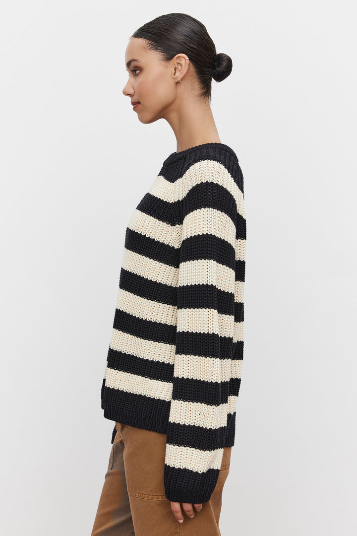 OLLIE CHUNKY STRIPED SWEATER - VELVET