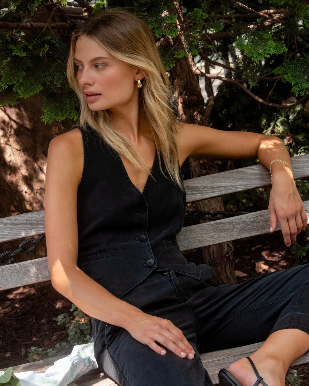 CINCH BACK VEST (DARK GRAPHITE WASH) - BELLA DAHL