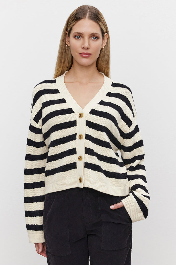 ELODIE STRIPED CARDIGAN - VELVET