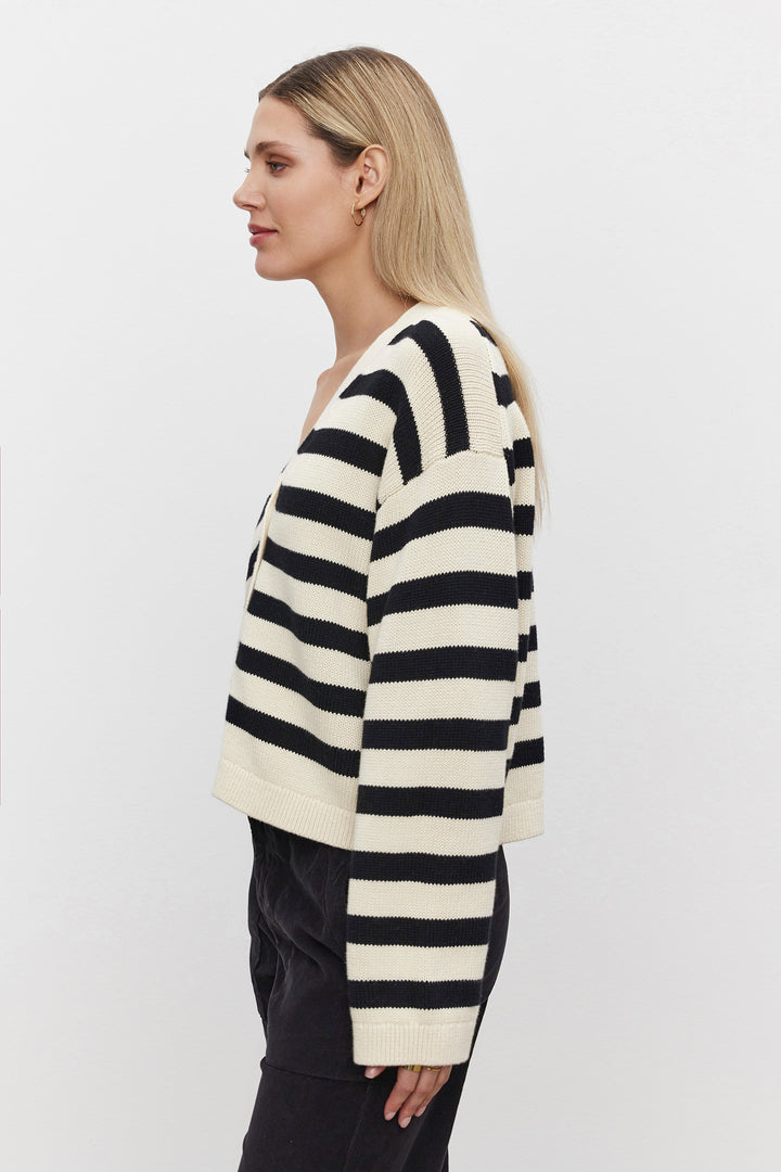ELODIE STRIPED CARDIGAN - VELVET