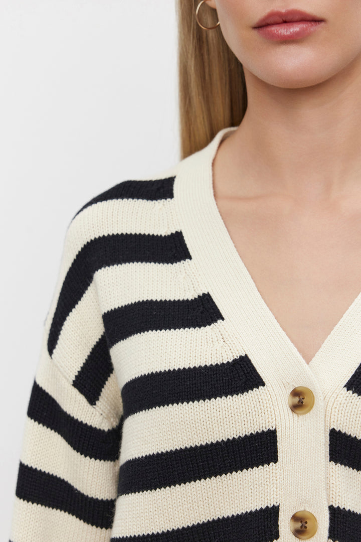 ELODIE STRIPED CARDIGAN - VELVET