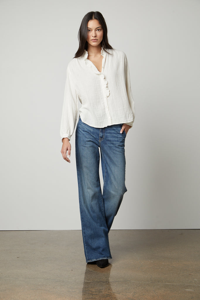 TRISHA COTTON GAUZE BLOUSE - VELVET