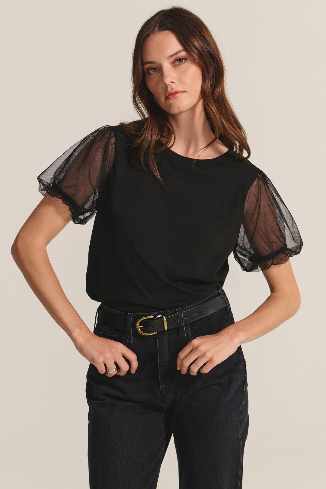 JUSTINE COTTON SLUB NOVELTY TOP - VELVET
