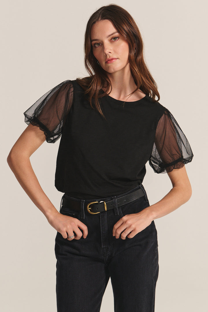 JUSTINE COTTON SLUB NOVELTY TOP - VELVET