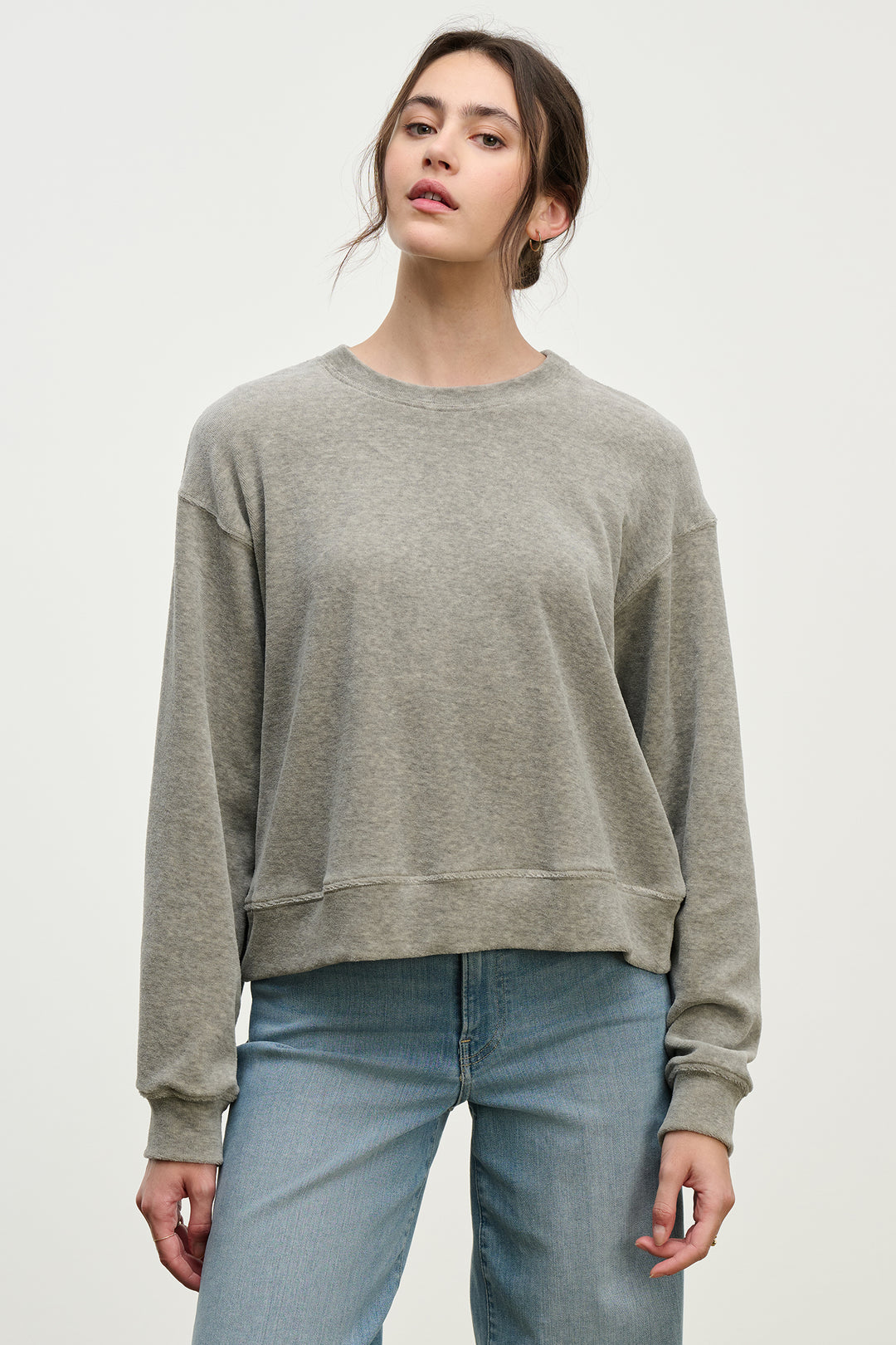 HALIMA COTTON VELOUR TOP - VELVET
